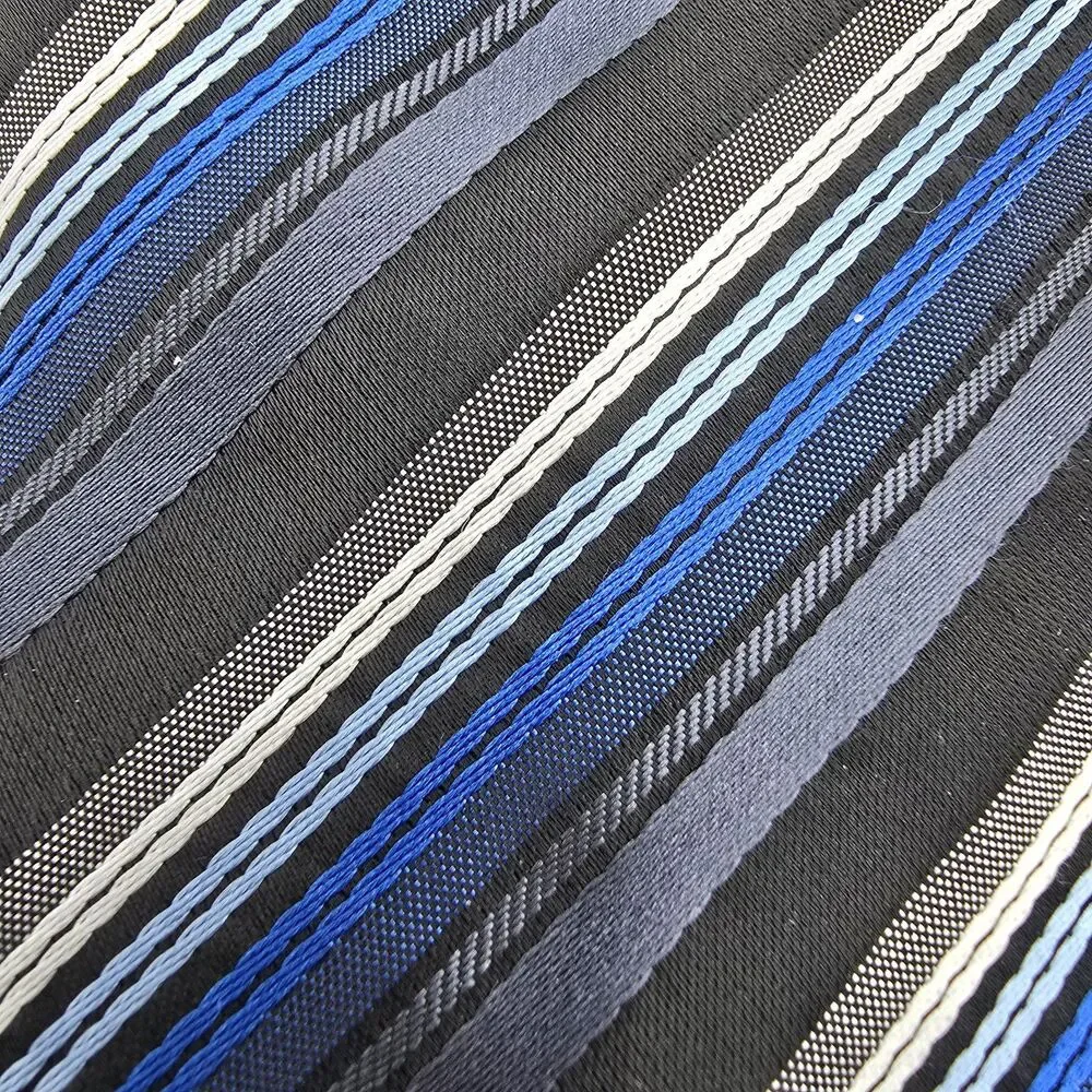 Bill Robinson Tie Mens 57 X 3 Inches Classic Blue Gray Black Striped Polyester